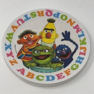 SET OF 3 Vintage Sesame Street 8” Plate lunch child 0927 Oscar the grouch